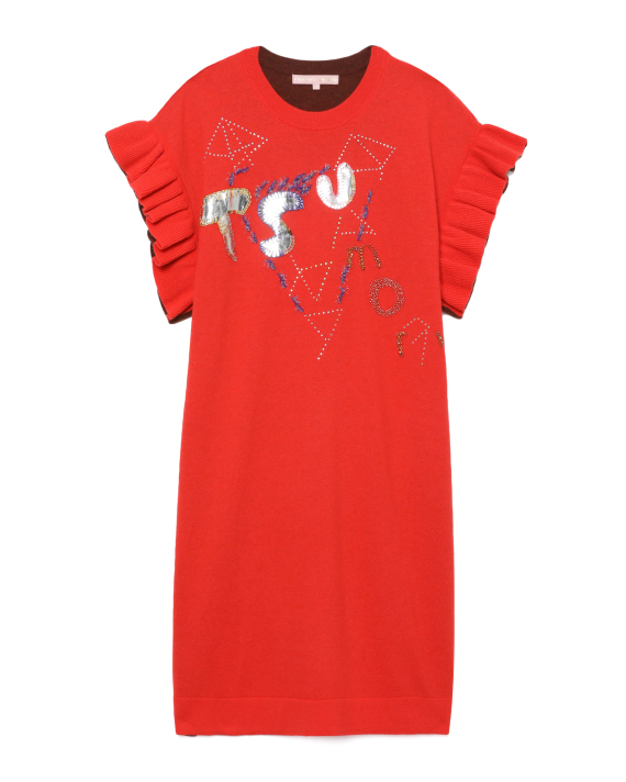 Tsumori Chisato Embellished double-face wool dress