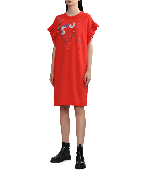 Tsumori Chisato Embellished double-face wool dress