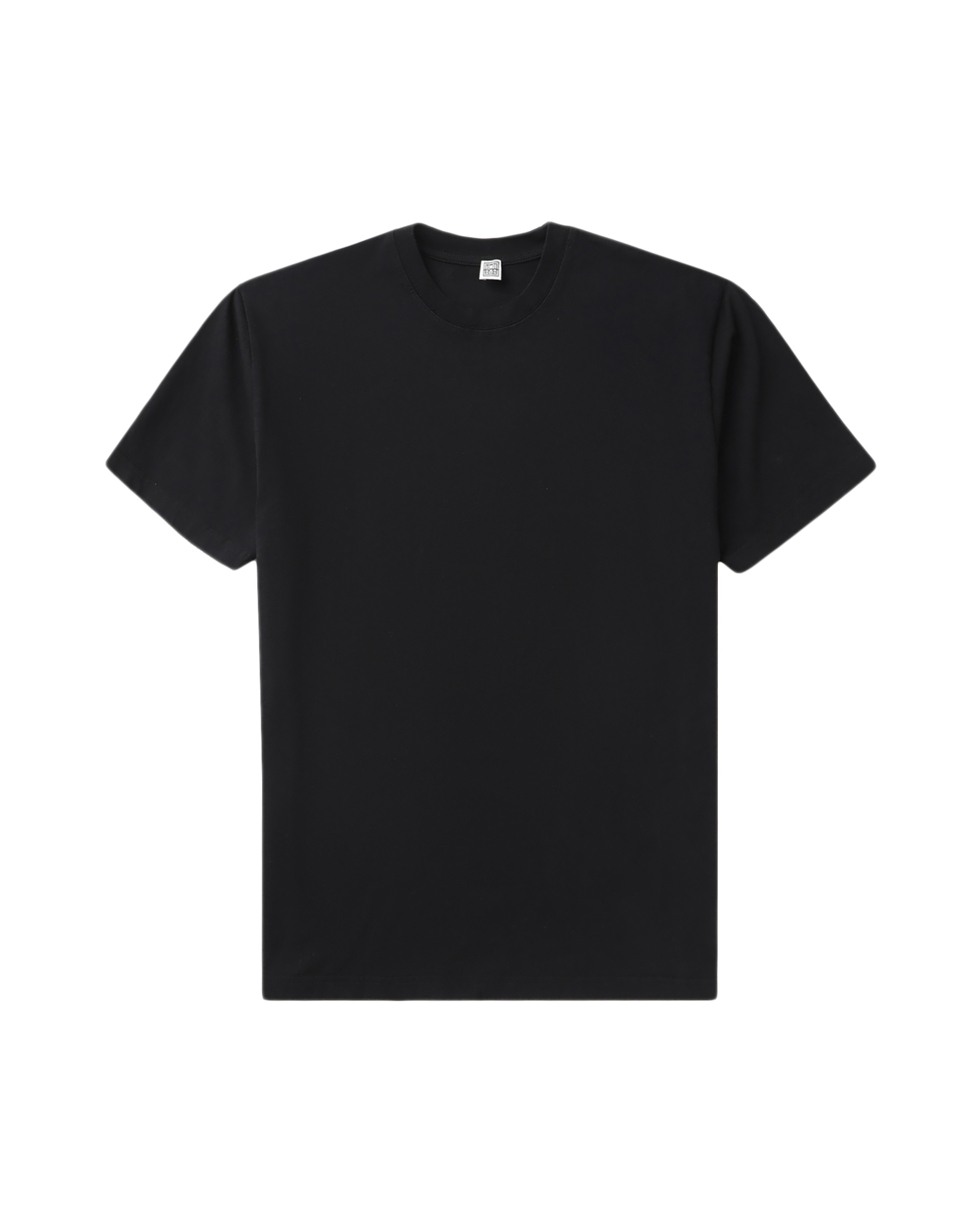 Front of plain black t-shirt.