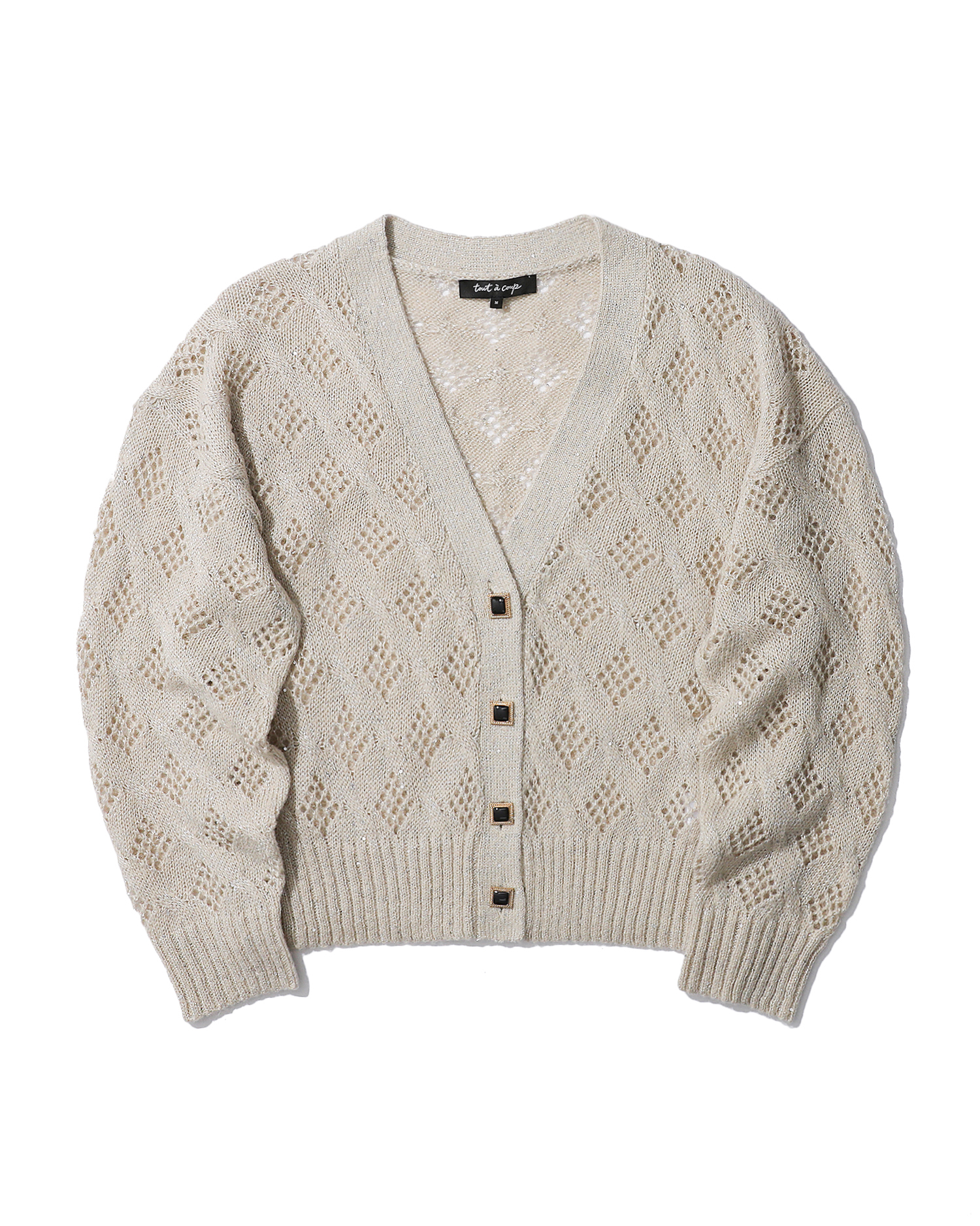 cream open knit cardigan