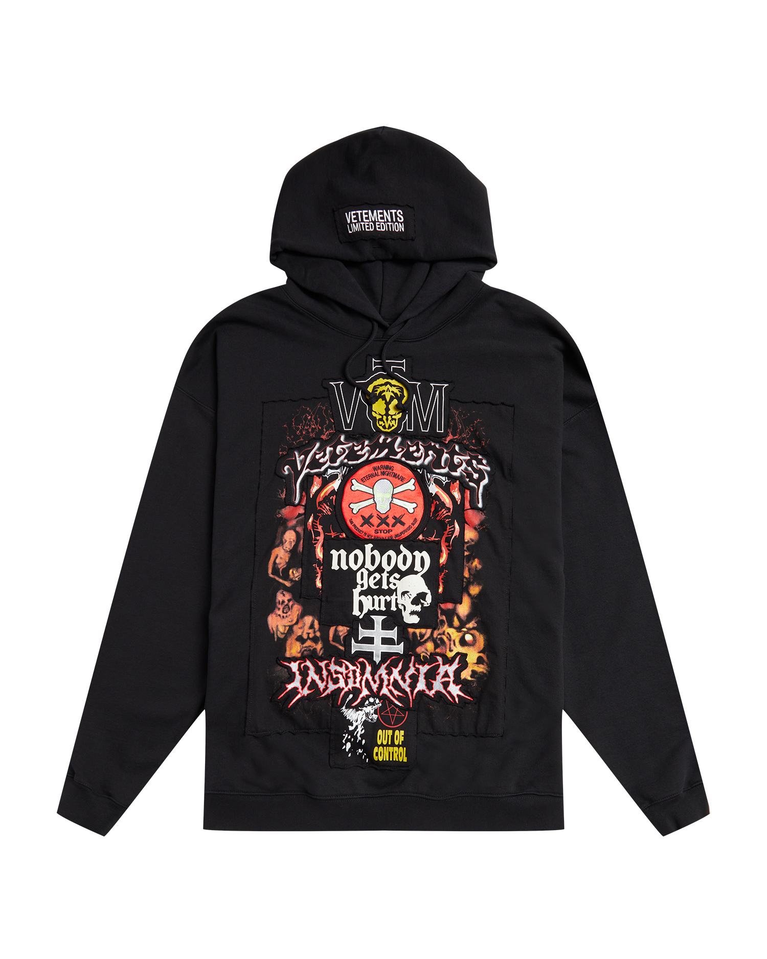 METAL PATCHED HOODIE Vネック フーディ-