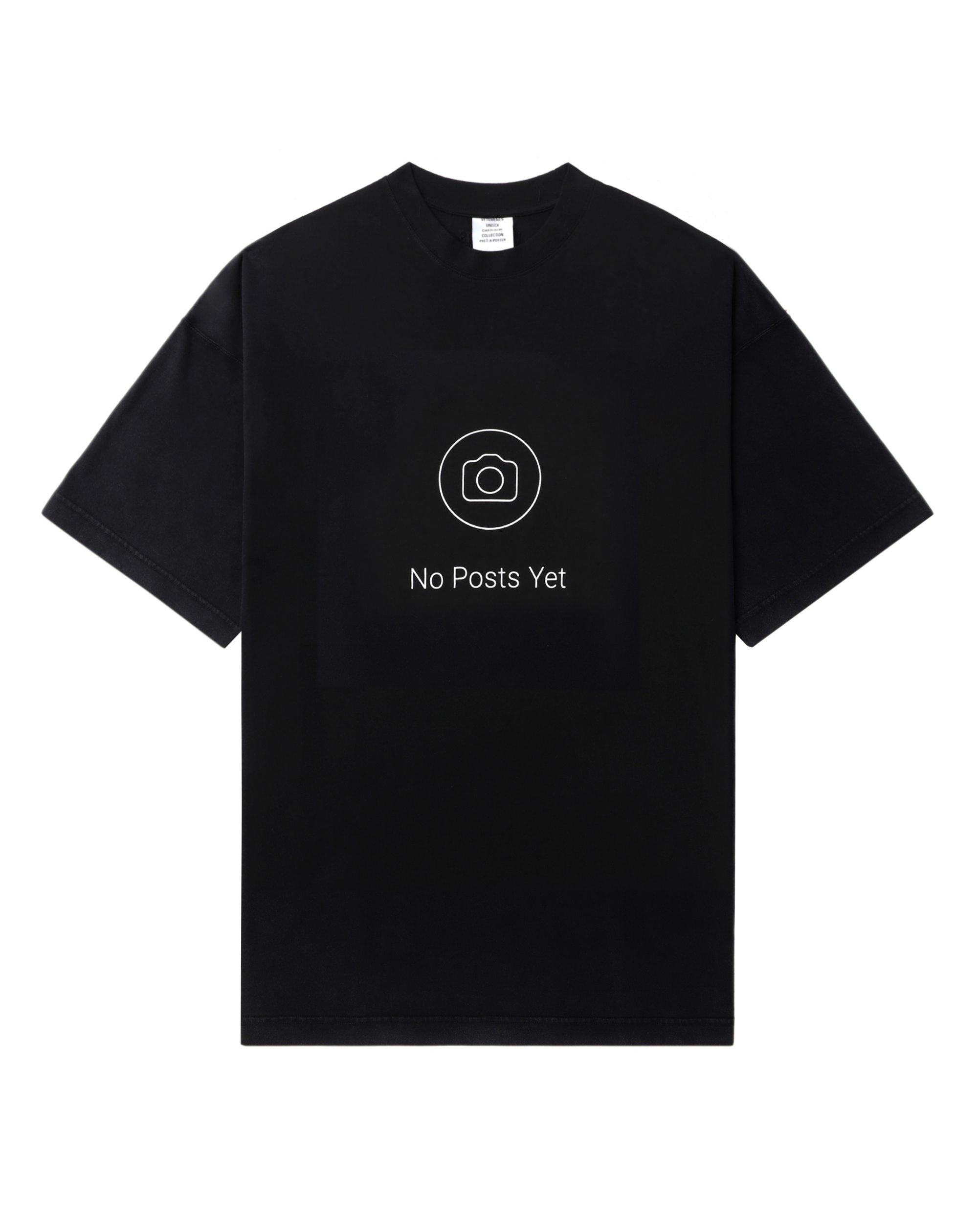 Front of plain black t-shirt.