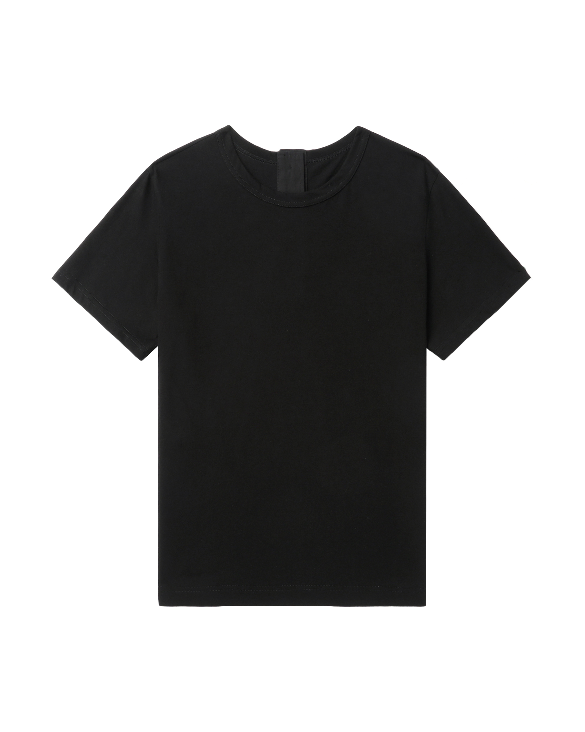 Front of plain black t-shirt.