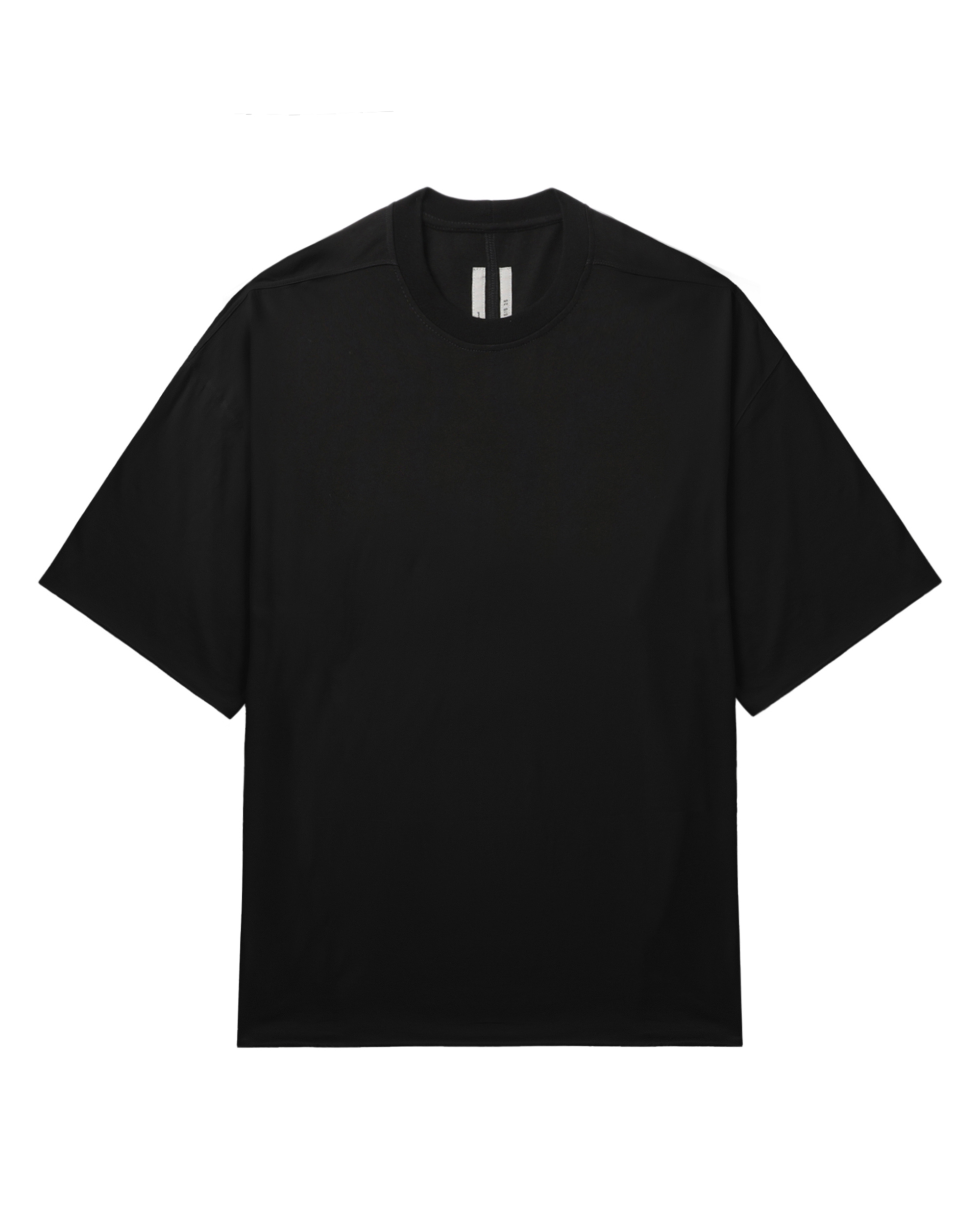 Front of plain black t-shirt.